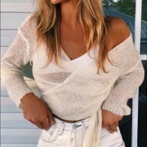 Verge Girl VRG GRLParisian Amour Knit Wrap Top white NWT M/L